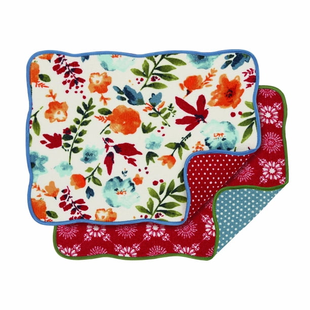 Pioneer Woman Celia Design Dish Drying Mat Reversible 18/"x 24/"